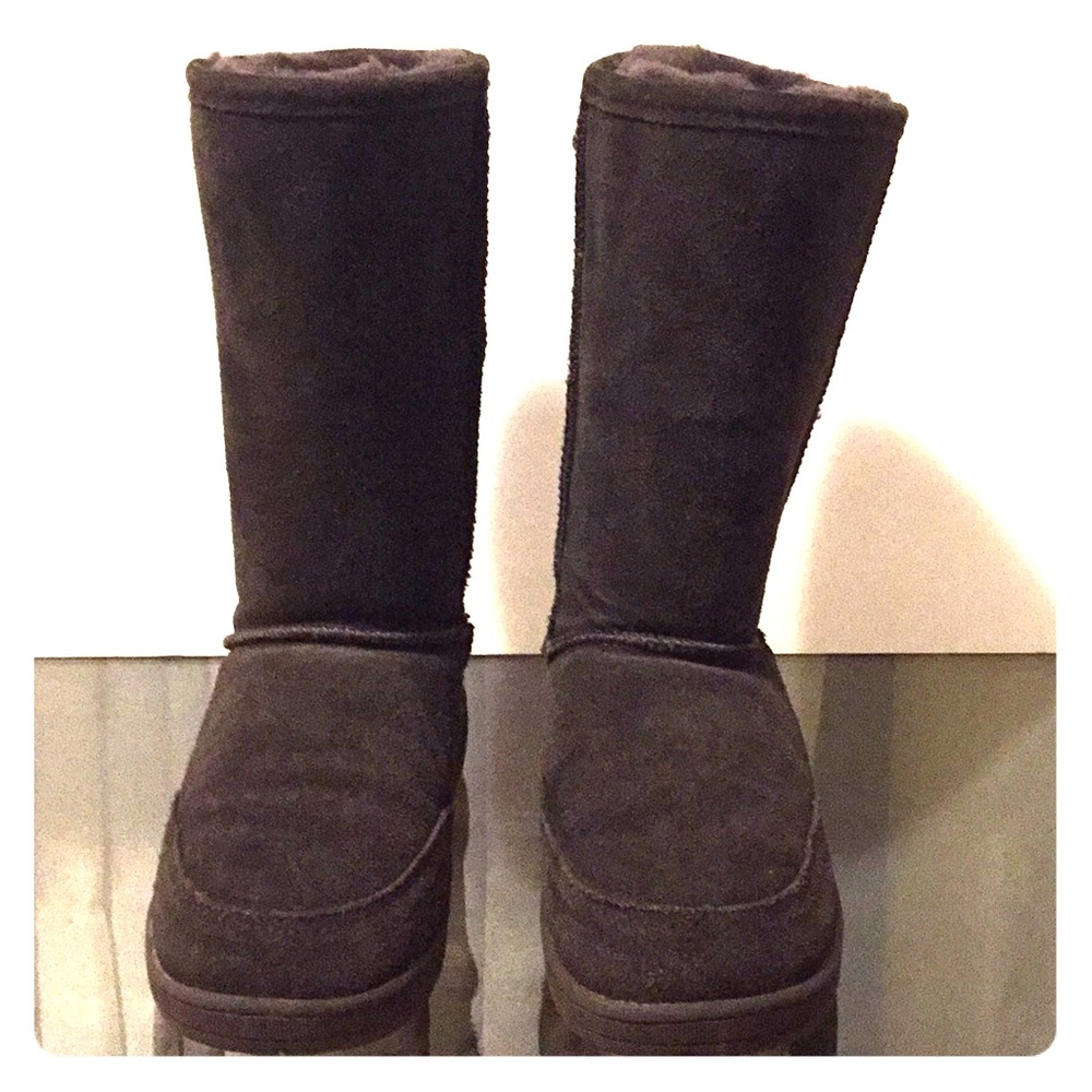 Brown furry boots